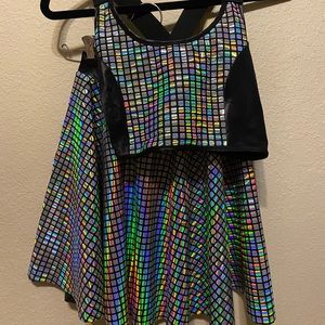 BlackMilk Disco Cube Crop and Skater skirt set
